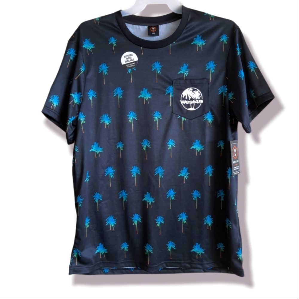 WEST 49 Blue Palm Print Graphic Tee